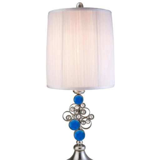 28' Tall Polyresin Table Lamp 'Just Dazzle' with Silver finish, White Shade Default -DTYStore