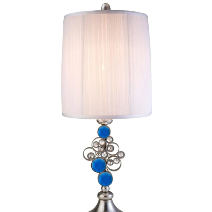 28' Tall Polyresin Table Lamp 'Just Dazzle' with Silver finish, White Shade Default -DTYStore