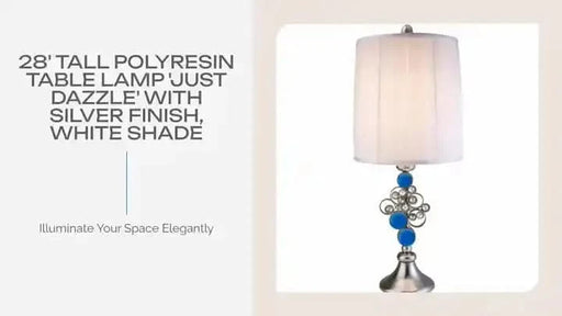 28' Tall Polyresin Table Lamp 'Just Dazzle' with Silver finish, White Shade Default -DTYStore