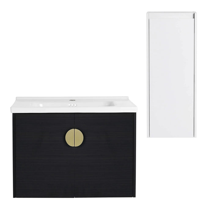 28' Wall-Mounted Bathroom Vanity With Ceramic Sink and Side Cabinet, Soft Close Doors, 00112WH-06328BCT Combination Cabinet(KD-Packing) Default -DTYStore