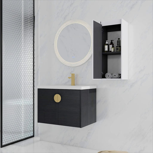 28' Wall-Mounted Bathroom Vanity With Ceramic Sink and Side Cabinet, Soft Close Doors, 00112WH-06328BCT Combination Cabinet(KD-Packing) Default -DTYStore