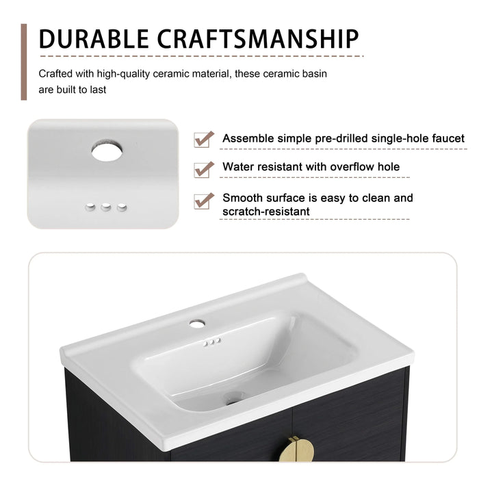 28' Wall-Mounted Bathroom Vanity With Ceramic Sink and Side Cabinet, Soft Close Doors, 00212WHK-06328BCT Combination Cabinet(KD-Packing) Default -DTYStore