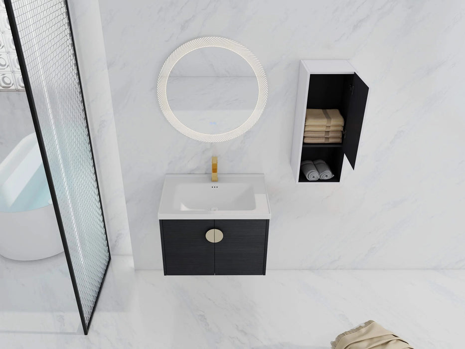 28' Wall-Mounted Bathroom Vanity With Ceramic Sink and Side Cabinet, Soft Close Doors, 00212WHK-06328BCT Combination Cabinet(KD-Packing) Default -DTYStore