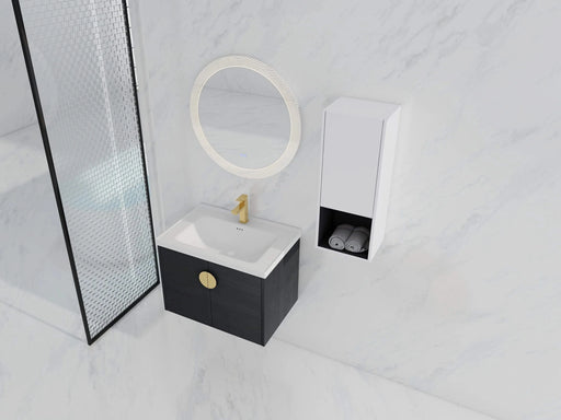 28' Wall-Mounted Bathroom Vanity With Ceramic Sink and Side Cabinet, Soft Close Doors, 00212WHK-06328BCT Combination Cabinet(KD-Packing) Default -DTYStore