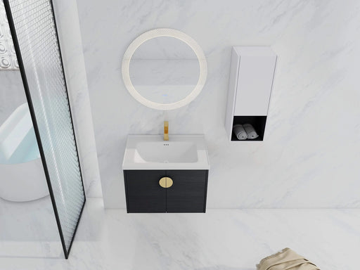 28' Wall-Mounted Bathroom Vanity With Ceramic Sink and Side Cabinet, Soft Close Doors, 00212WHK-06328BCT Combination Cabinet(KD-Packing) Default -DTYStore