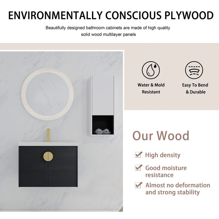 28' Wall-Mounted Bathroom Vanity With Ceramic Sink and Side Cabinet, Soft Close Doors, 00212WHK-06328BCT Combination Cabinet(KD-Packing) Default -DTYStore