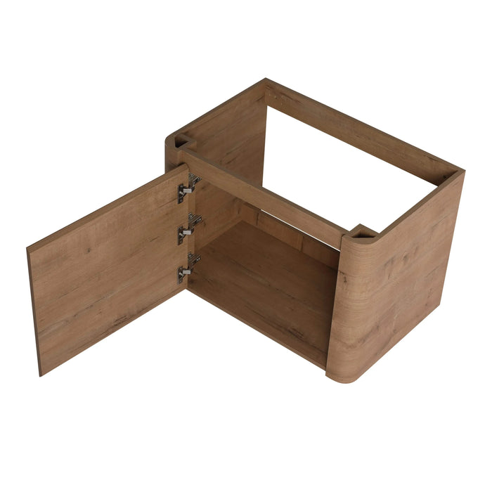 28'' Wall-Mounted Bathroom Vanity with White Ceramic Sink & 1-Soft-Close Door, KD-Packing, Plywood Default -DTYStore