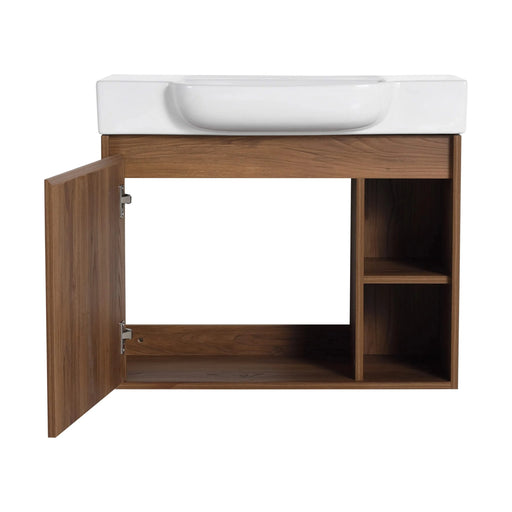 28'' Wall-Mounted Bathroom Vanity with White Ceramic Sink & Soft-Close Door, KD-Packing Default -DTYStore