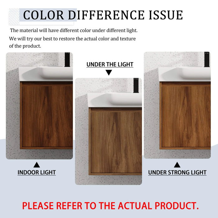 28'' Wall-Mounted Bathroom Vanity with White Ceramic Sink & Soft-Close Door, KD-Packing Default -DTYStore