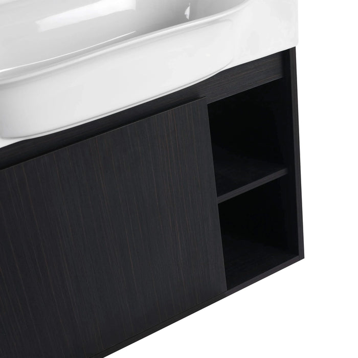 28'' Wall-Mounted Bathroom Vanity with White Ceramic Sink & Soft-Close Door, KD-Packing Default -DTYStore