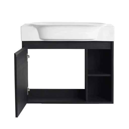 28'' Wall-Mounted Bathroom Vanity with White Ceramic Sink & Soft-Close Door, KD-Packing Default -DTYStore