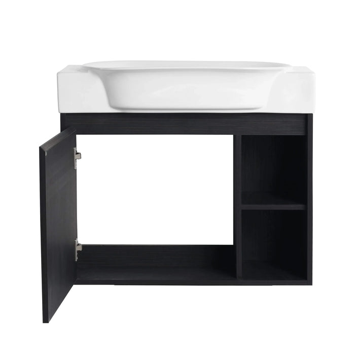 28'' Wall-Mounted Bathroom Vanity with White Ceramic Sink & Soft-Close Door, KD-Packing Default -DTYStore
