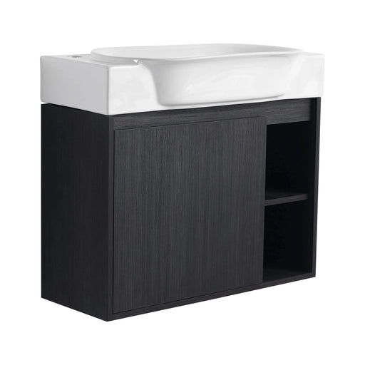 28'' Wall-Mounted Bathroom Vanity with White Ceramic Sink & Soft-Close Door, KD-Packing Default -DTYStore