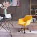 Modern Velvet Fabric Material Adjustable Height 360 Revolving Home Office Chair With Gold Metal Legs And Universal Wheels For Indoor,Yellow - DTYStore