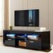 Black morden TV Stand with LED Lights,high glossy front TV Cabinet,can be assembled in Lounge Room, Living Room or Bedroom,color:Black - DTYStore