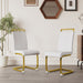 Modern Dining Chairs,PU Faux Leather High Back Upholstered Side Chair with C-shaped Tube. Plating Golden Metal Legs for Dining Room Kitchen Vanity Patio Club Guest Office Chair (Set of 4) (White+PU) - DTYStore