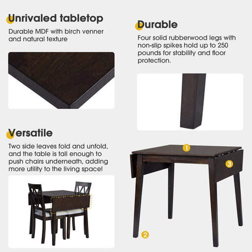 29'- 45' Extendable Dining Table for 4, Folding Kitchen Table with Rubberwood Legs, Space-Saving Dinner Table for Living Room, Kitchen, Dining Room, Small Space (Only Table) Default -DTYStore