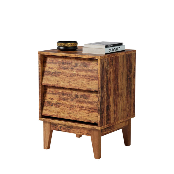 Mid Century Modern Nightstands with Vintage-style Bevel Design, Made of MDF, 2 Set - DTYStore