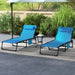 Outsunny Folding Chaise Lounge Set with 5-level Reclining Back, Outdoor Lounge Tanning Chair with Padded Seat, Side Pocket & Headrest for Beach, Yard, Patio, Sky Blue - DTYStore