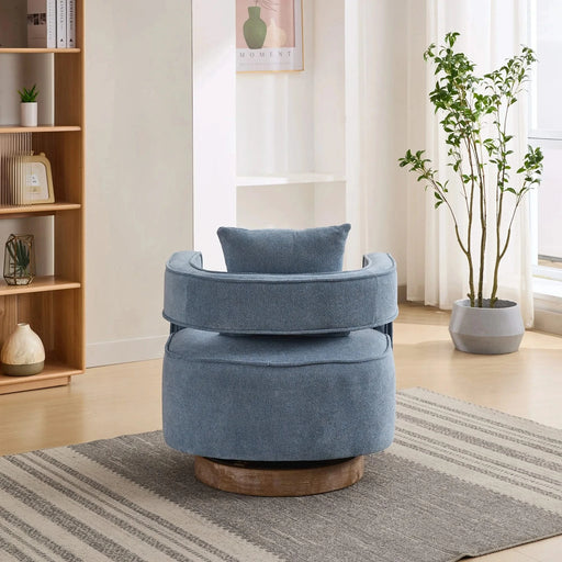 29.1'W Swivel Accent Open Back Chair Modern Comfy Sofa Chair With Weathered Base For Nursery Bedroom Living Room Hotel Office, Club Chair Leisure Arm Chair For Lounge (Pale Blue,Linen Blend) Default -DTYStore