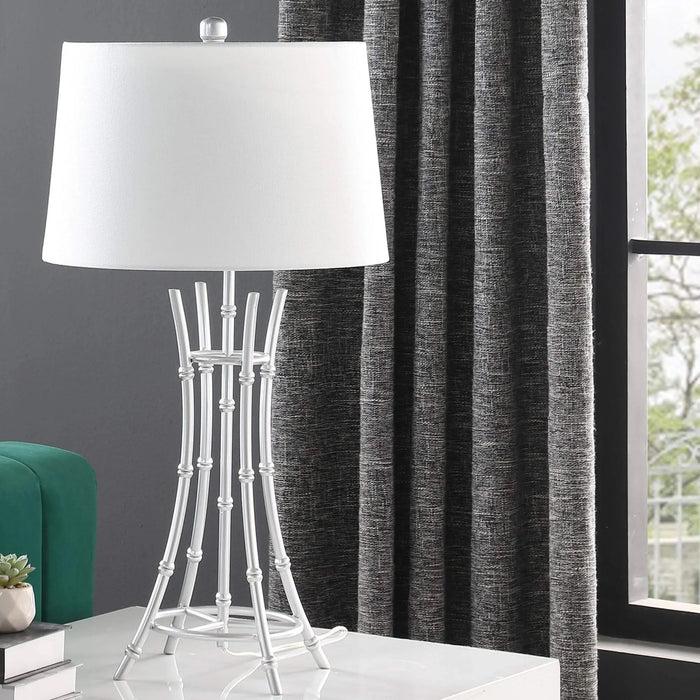 29.25' In Kiara Modern Satin Silver Bamboo Metal Table Lamp Default -DTYStore