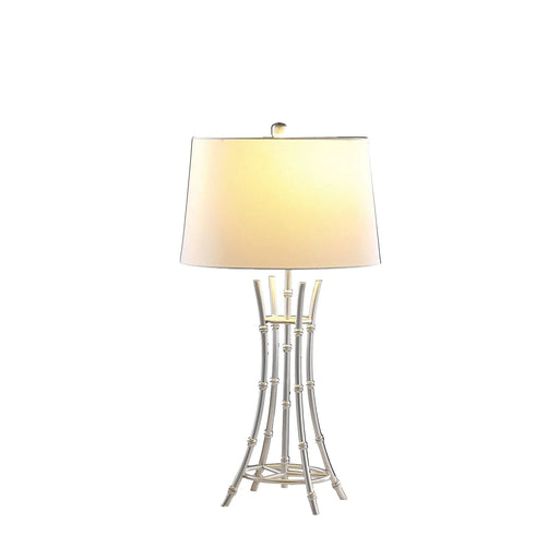 29.25' In Kiara Modern Satin Silver Bamboo Metal Table Lamp Default -DTYStore