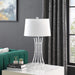 29.25' In Kiara Modern Satin Silver Bamboo Metal Table Lamp Default -DTYStore
