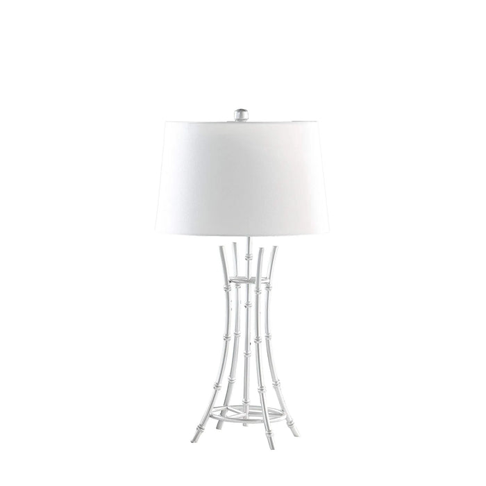 29.25' In Kiara Modern Satin Silver Bamboo Metal Table Lamp Default -DTYStore