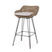 29.25' Outdoor Wicker and Iron Low Back Barstools, Light Brown, with Beige Cushion (Set of 2) Default -DTYStore