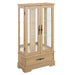Glass Cabinet Lighted Glass Cabinet Curio Display Cabinet with Adjustable Glass Shelves 2 Doors and 1 drawer Cabinet Bulb Included OAK - DTYStore