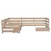 Twin Size L-shaped Platform Bed with Three Storage Drawers, Natural - DTYStore