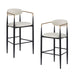 Barstools Set of 2, Counter Height Upholstered Bar Stools with Back for Kitchen Island, Beige Faux PU Leather Seating Black Iron Legs 260LBS Weight Capacity - DTYStore