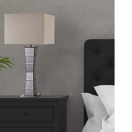 29.5-Inch Alistair Crystal Black Mirror Square Tower Table Lamp Default -DTYStore