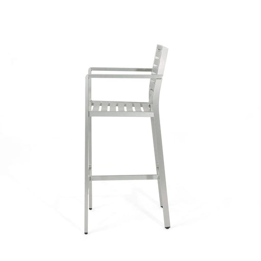 29.50' Outdoor Aluminum Rust-Proof Barstools, Set of 2, Silver Default -DTYStore
