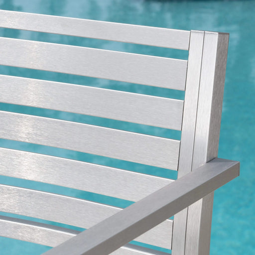 29.50' Outdoor Aluminum Rust-Proof Barstools, Set of 2, Silver Default -DTYStore