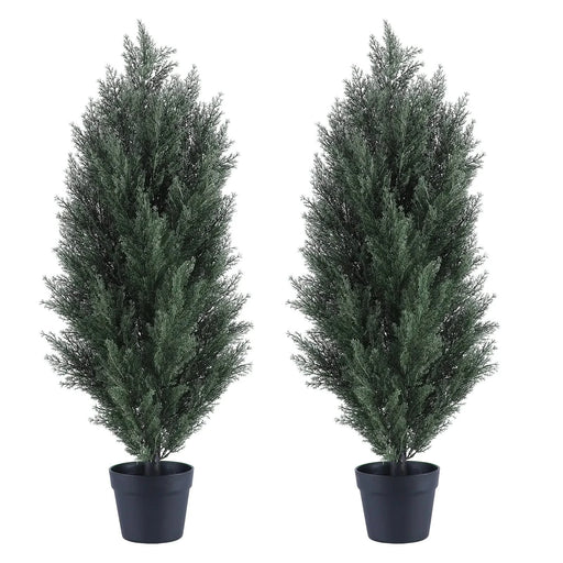 2.95FT artificial green pine tree, realistic plastic simulation plant, suitable for indoor and outdoor decoration 2pcs/set Default -DTYStore