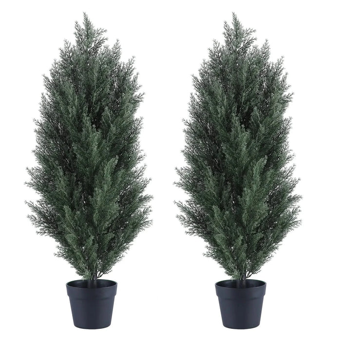 2.95FT artificial green pine tree, realistic plastic simulation plant, suitable for indoor and outdoor decoration 2pcs/set Default -DTYStore
