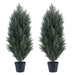 2.95FT artificial green pine tree, realistic plastic simulation plant, suitable for indoor and outdoor decoration 2pcs/set Default -DTYStore