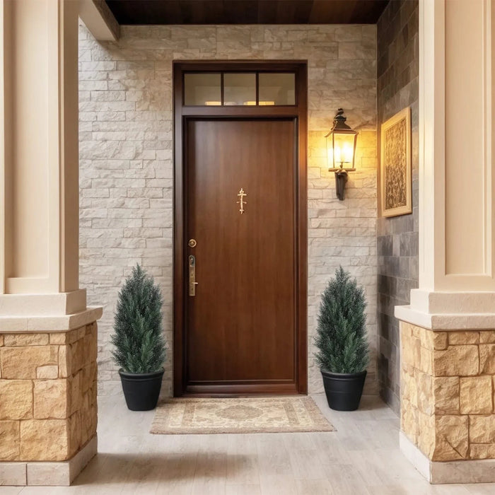 2.95FT artificial green pine tree, realistic plastic simulation plant, suitable for indoor and outdoor decoration 2pcs/set Default -DTYStore