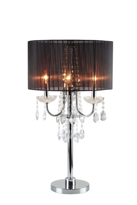 29.5'H BLACK/CHROME CRYSTAL INSPIRED TABLE LAMP (1PC/CTN) (1.58/9.10) Default -DTYStore