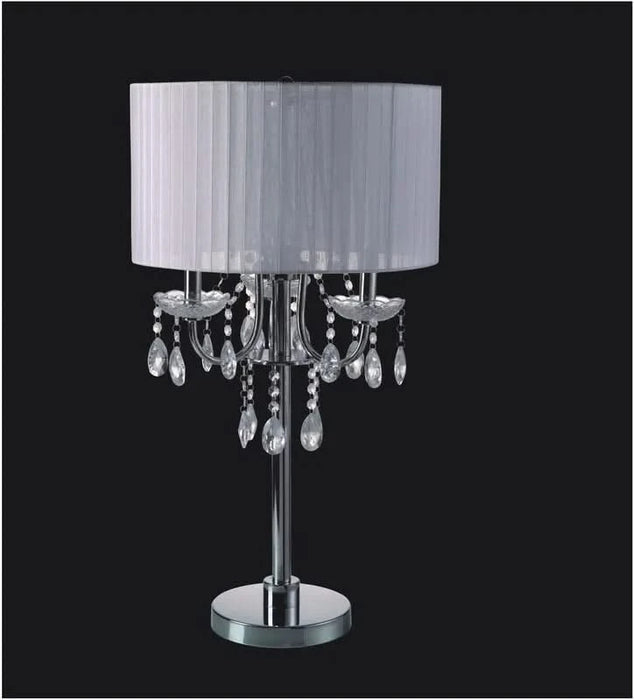 29.5'H WHITE/CHROME CRYSTAL INSPIRED TABLE LAMP (1PC/CTN) (1.58/9.10) Default -DTYStore
