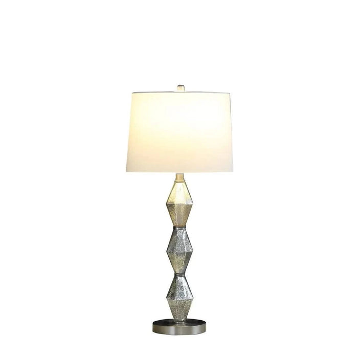 29.5' In Emil Moderne Geometric Glass Brushed Silver Table Lamp Default -DTYStore