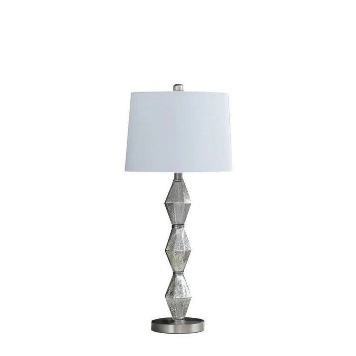 29.5' In Emil Moderne Geometric Glass Brushed Silver Table Lamp Default -DTYStore