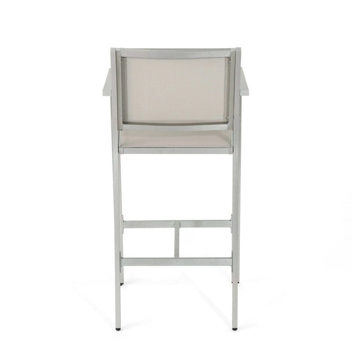 29.5' Outdoor Rust-Proof Aluminum Barstools with Grey Mesh Backrest and Seat, Set of 2 Default -DTYStore