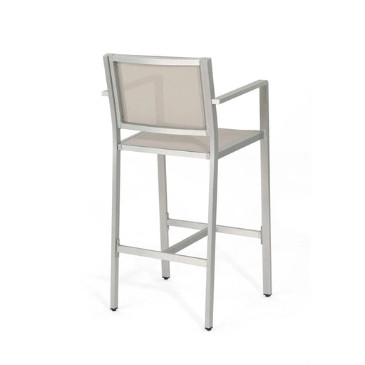 29.5' Outdoor Rust-Proof Aluminum Barstools with Grey Mesh Backrest and Seat, Set of 2 Default -DTYStore