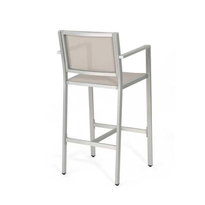 29.5' Outdoor Rust-Proof Aluminum Barstools with Grey Mesh Backrest and Seat, Set of 2 Default -DTYStore