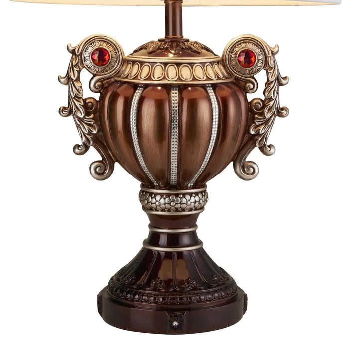 29.5' Tall' Delicata' Urn-Shaped Table Lamp, Bronze with Silver Accents Default -DTYStore