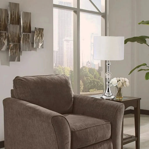29.5' Tall Metal Table Lamp' Leona' with Chrome finish and Crystal Accents Default -DTYStore