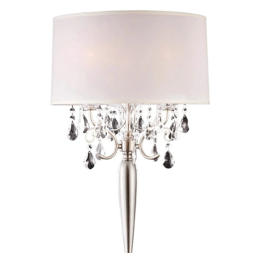 29.5' Tall Metal Table Lamp w/ Silver finish and Crystal Accents, Ivory Shade Default -DTYStore