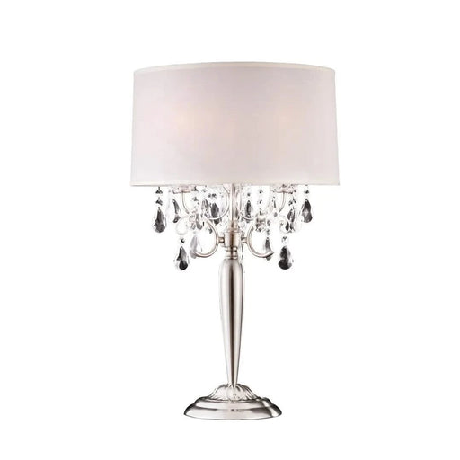 29.5' Tall Metal Table Lamp w/ Silver finish and Crystal Accents, Ivory Shade Default -DTYStore